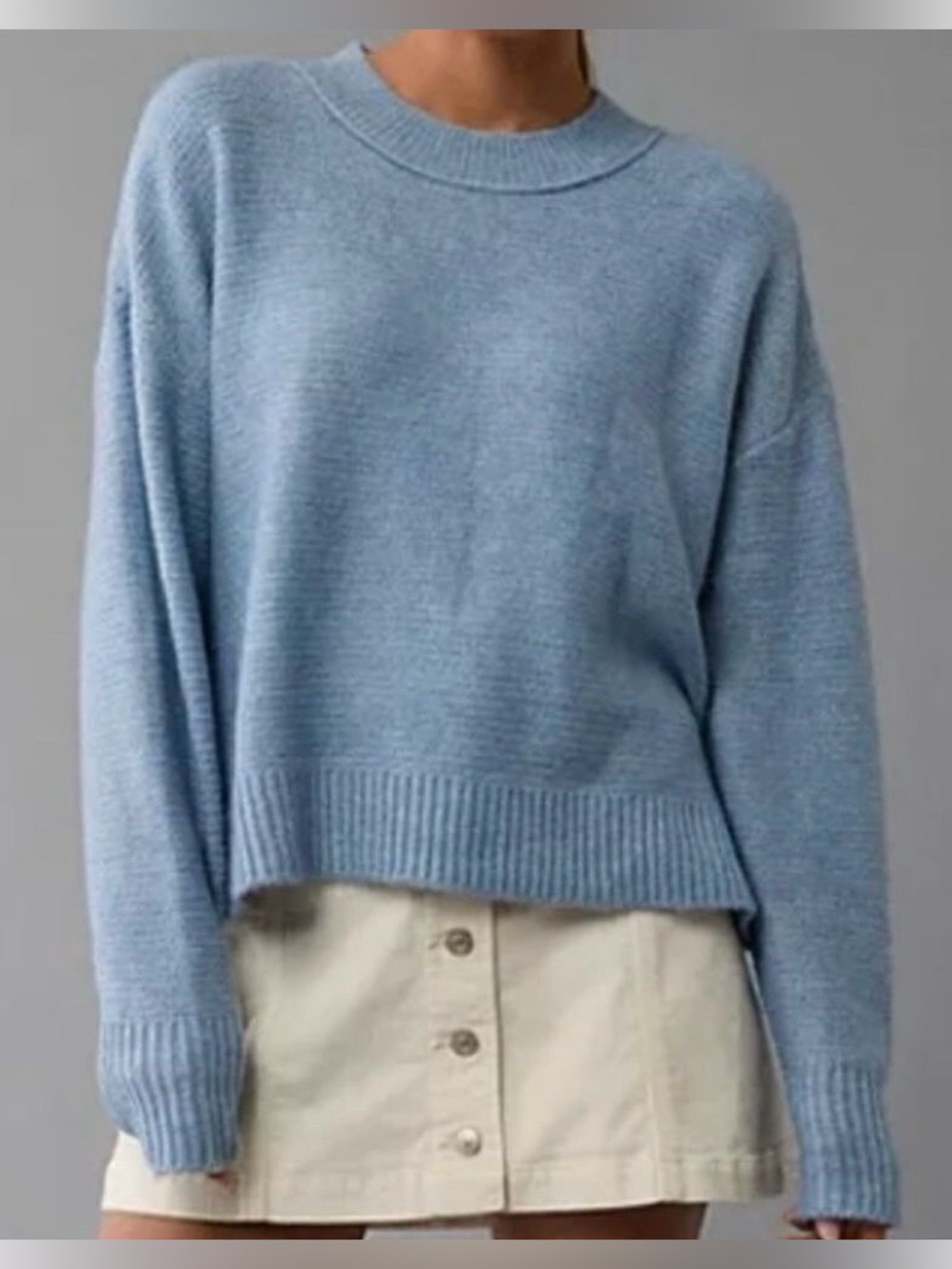 American Eagle Slouchy Cropped Pullover Sweater XXS, Washed Blue | NWT